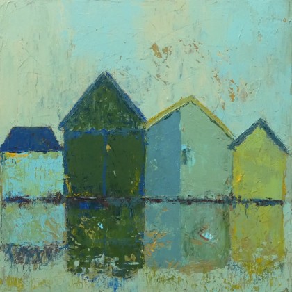 aan het water, acrylverf 40 x 40 cm